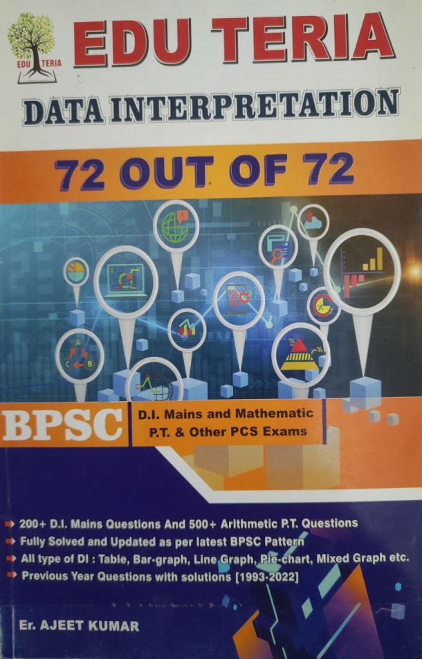 EDU TERIA DATA INTERPRETATION 72 OUT OF 72 BPSC (D.I. Mains and Mathematic P.T. & Other PCS Exams) English Medium